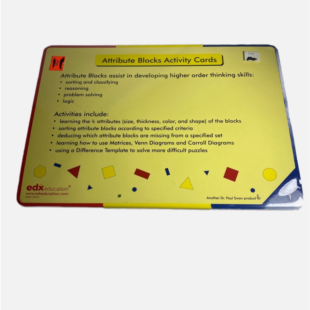 EDX EDUCATION Attribute Block Activity Cards Double/Sided 20 Cards